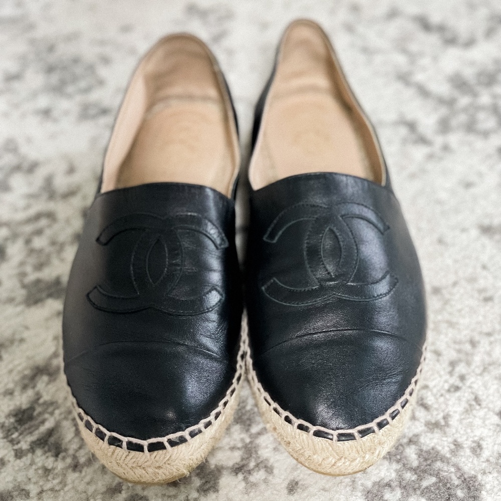 Chanel black espadrilles shoes